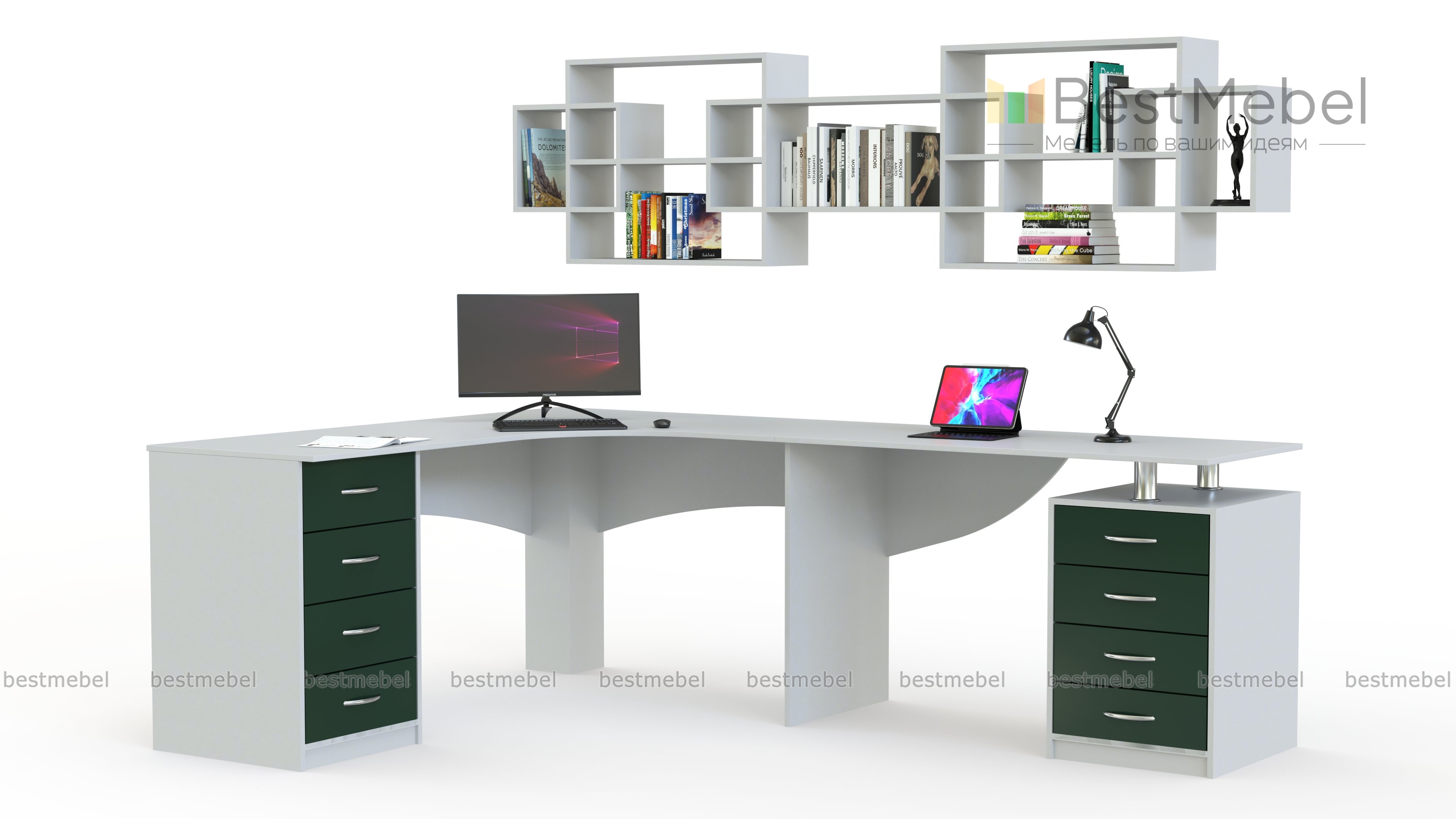 Угловой письменный стол для двоих Прима 172 BMS