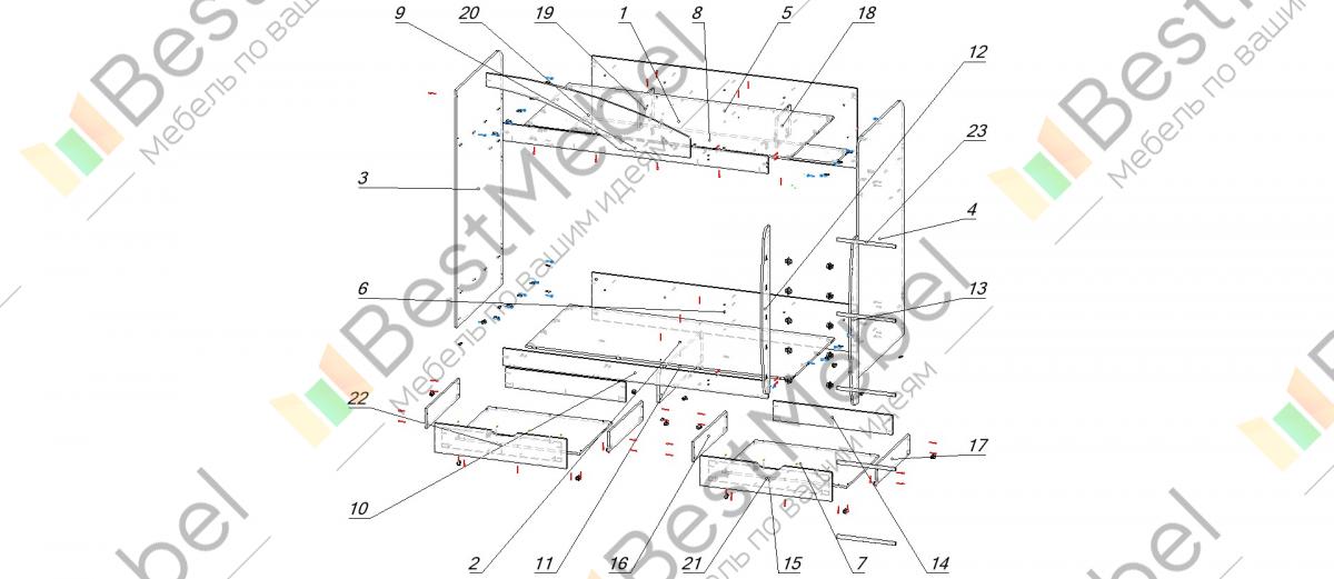 Кровать двухъярусная кр 7 схема сборки